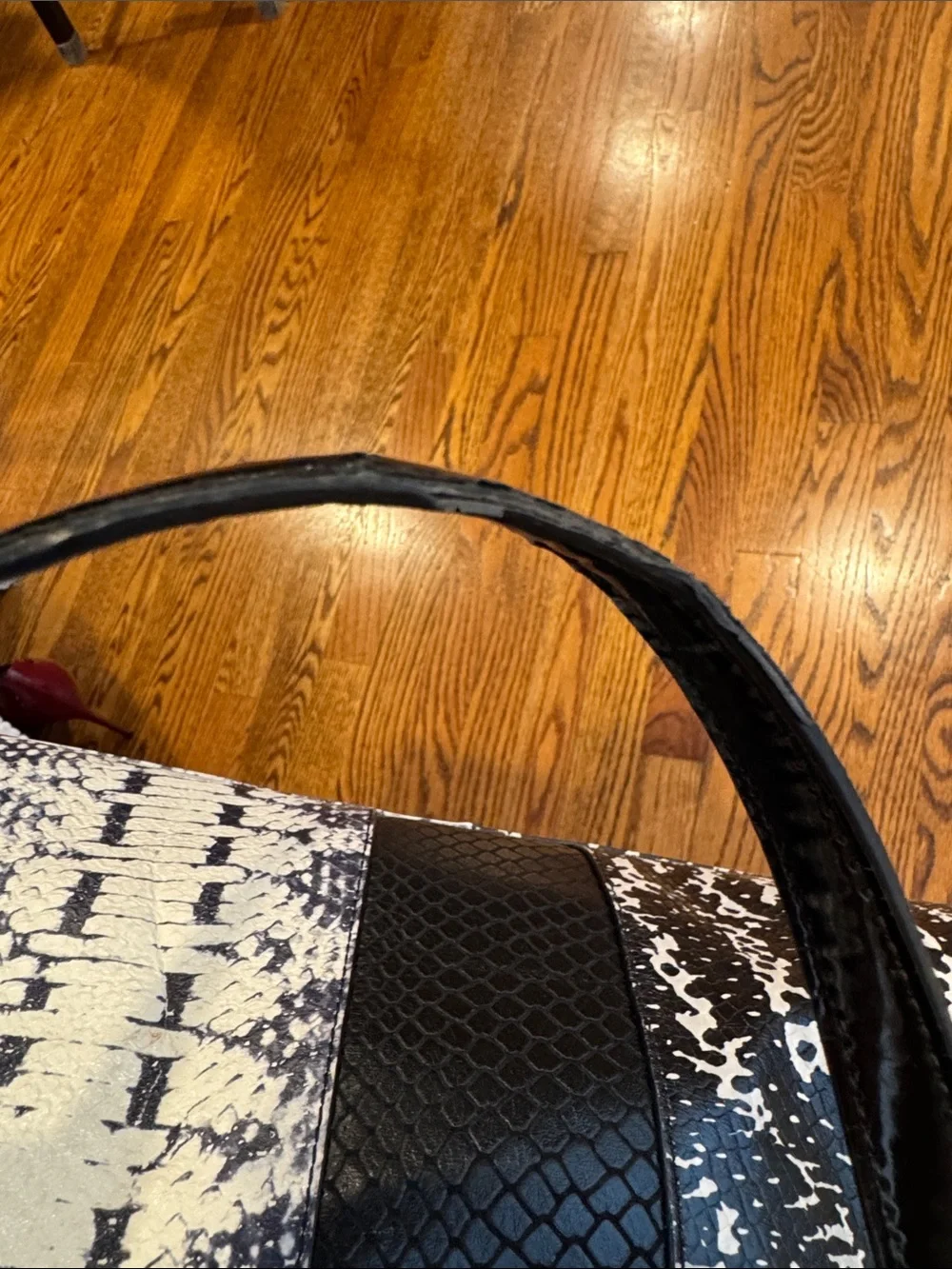 Coach Nancy exotic python embossed Black & White Shoulder Satchel
